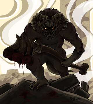 Cartoon demon hammer blood dripping - a rock free wallpaper for tablet