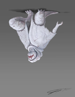 Creepy creature flying mouth open - his hands out free wallpaper for mobile