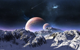 Mountains planet star sky bright - david free wallpaper for desktop