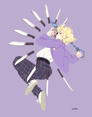 Woman knife drawing bunch of - brian fies free wallpaper for mobile