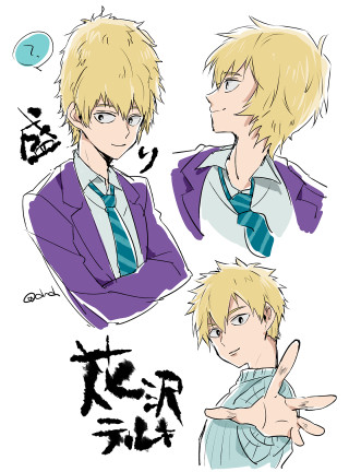 Blonde man with tie drawing - baiōken eishun free wallpaper for mobile