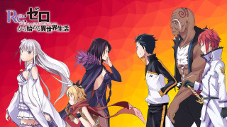 Anime characters red yellow background - english free wallpaper