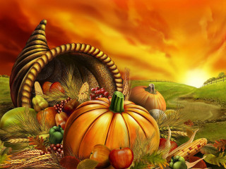 Turkey cornucopia sunset pumpkin painting - a pumpkin free wallpaper for desktop