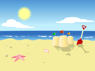 Beach starfish shovel sandcastles blue - beach free wallpaper