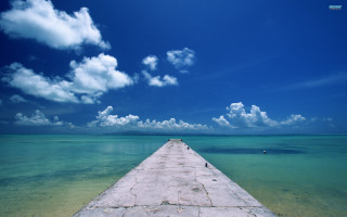 Pier ocean blue sky boat - a long pier free wallpaper