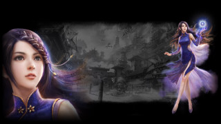 Woman purple dress light hand - chen chun free wallpaper