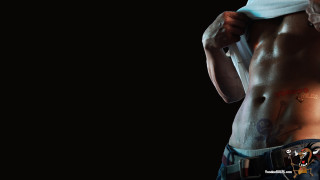 Man towel posing shirt open - a towel free wallpaper