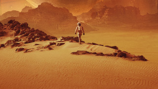 Man desert sand rocks giant - sand free wallpaper