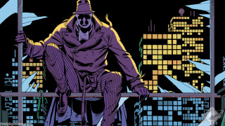 Man sitting ledged city skyline - dave gibbons free wallpaper