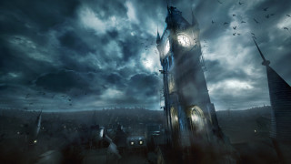 Clock tower city cloudy sky - bloodborne free wallpaper