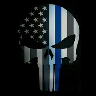 Skull blue line american flag - free cyberpunk wallpaper for tablet
