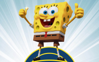 Spongebob blueball gesture smile shirt - his eye wide open free wallpaper