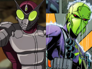 Glowing green eyed armor heroes - a purple suit free wallpaper