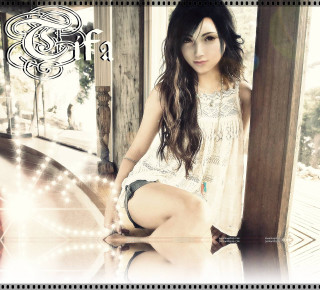 Woman white dress bench light - free retro wallpaper for tablet