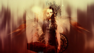 Woman long hair black dress 7 - steampunk free wallpaper