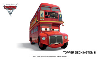 Red doubledecker bus cartoon character - double free wallpaper
