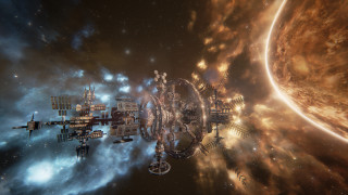 Space station sky planet background - a distant star in the foreground free wallpaper for desktop