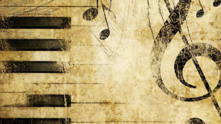 Grungy piano musical notes trebles 5 - cinematic composition free wallpaper for desktop