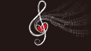 Musical note heart background red 2 - artist free wallpaper