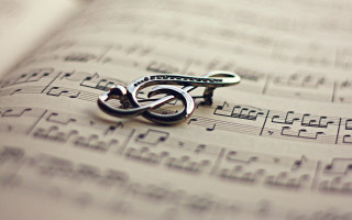 Scissors sheet music notes background - beautiful composition free wallpaper