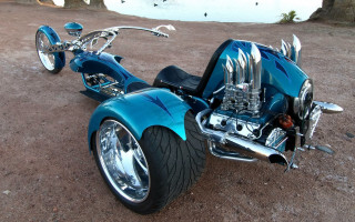 Blue motorcycle engine seat sidecar - fantasy style free wallpaper