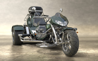 Green motorcycle sidecar concrete floor - a green motorcycle free wallpaper