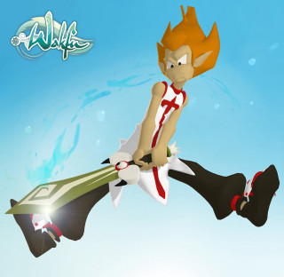 Cartoon character flying sword red - shirt free wallpaper for tablet