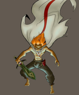 Cartoon character sword white cape - tail free wallpaper for mobile