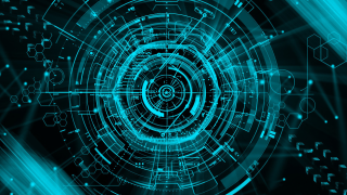 Blue abstract background circular design 5 - line and dots free wallpaper