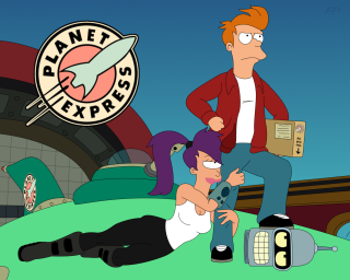 Man woman bed planet express - retrofuturism free wallpaper