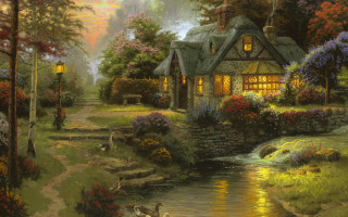 House stream light duck painting - a duck free wallpaper