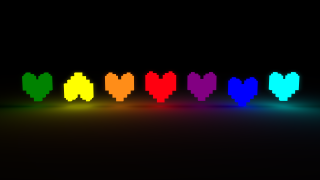 Pixelated hearts colorful black background - dynamic lighting free wallpaper for desktop