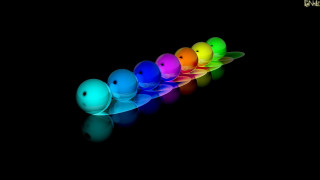 Bowling balls colorful row image - volumetric free wallpaper