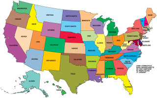 Colorful map united states labeled - bright free wallpaper