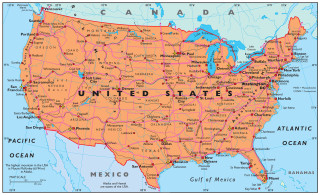 Us map major cities roads 2 - orange free wallpaper