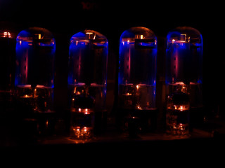 Blue lights dark room hologram - plasma free wallpaper