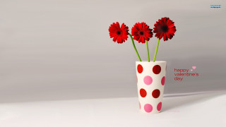 Vase three red flowers valentines - a happy valentines day free wallpaper