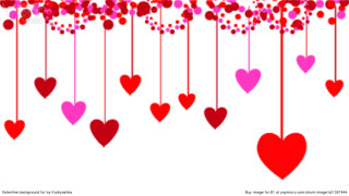 Hearts hanging dots romantic love - a red border free wallpaper