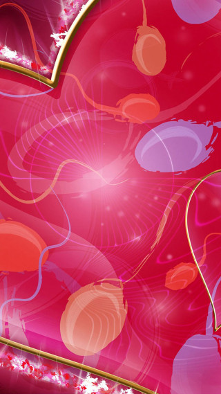 Red gold heart neoplasticism ultrafine - free abstract wallpaper for mobile