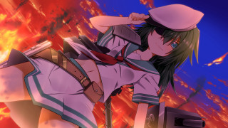 Woman uniform fire arm hat - her head and a hat free wallpaper