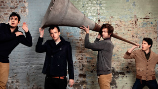 Men bullhorn group standing covering - their eye free wallpaper