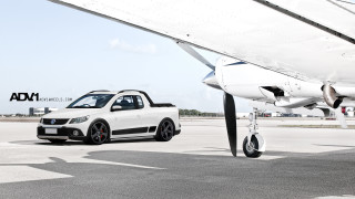 White car parked white airplane - a runway free wallpaper