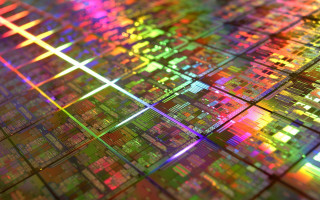 Multicolored computer chip holography raytraced - ray free wallpaper