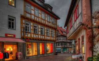 Street storefront red awning shops - heidelberg school free wallpaper for desktop