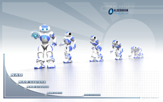 Robot figurines group white surface - a white surface free wallpaper