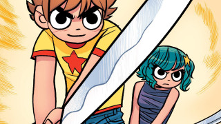 Boy girl holding giant knife - a star free wallpaper for desktop