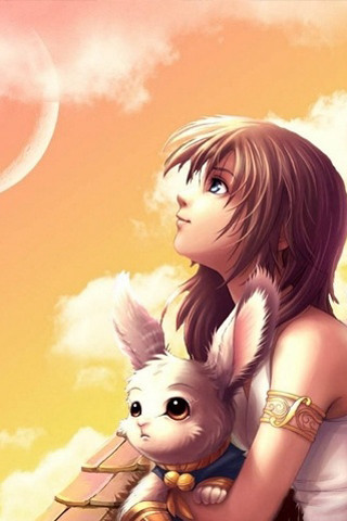 Girl holding rabbit sky half - free dogs wallpaper for mobile