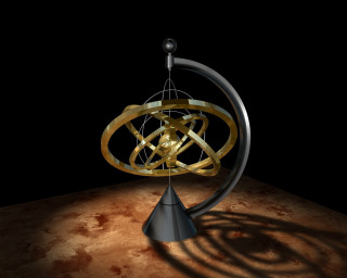 Golden object hanging black pole - kinetic art free wallpaper