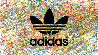 Black adidas logo white background - abstract brush stroke free wallpaper