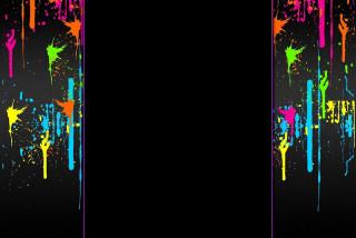 Black background colorful paint splatters - a black frame free wallpaper for desktop